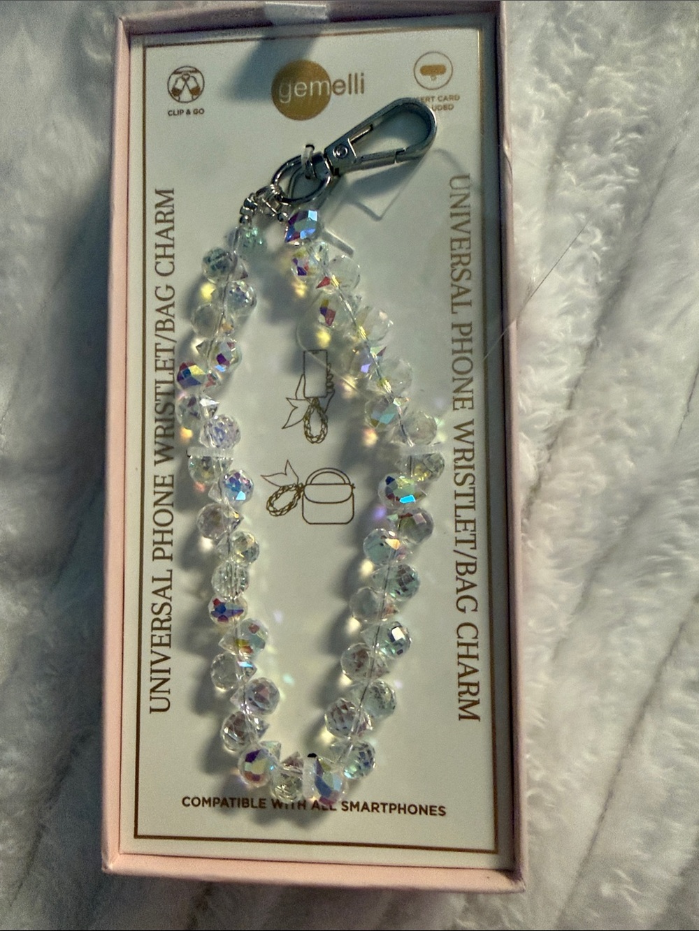 Gemelli Clear Crystal Bead Wristlet Charm with Silver Clasp
